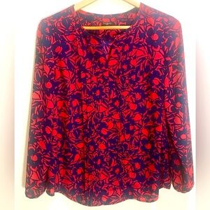 Talbots Shirt Pleated Long sleeve summer colorful business casual women’s L